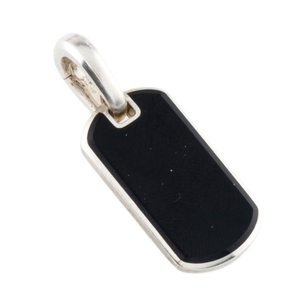 DAVID YURMAN STERLING SILVER 925 ONYX CHEVRON DOGTAG - Picture 5 of 6
